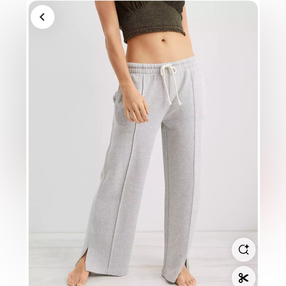 aerie gray sweatpants wide leg pants 2 pockets size Medium
